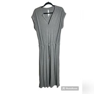 ☀️Iris Setlakwe Jersey Gray Cap Sleeve Midi Dress, v neck, size L